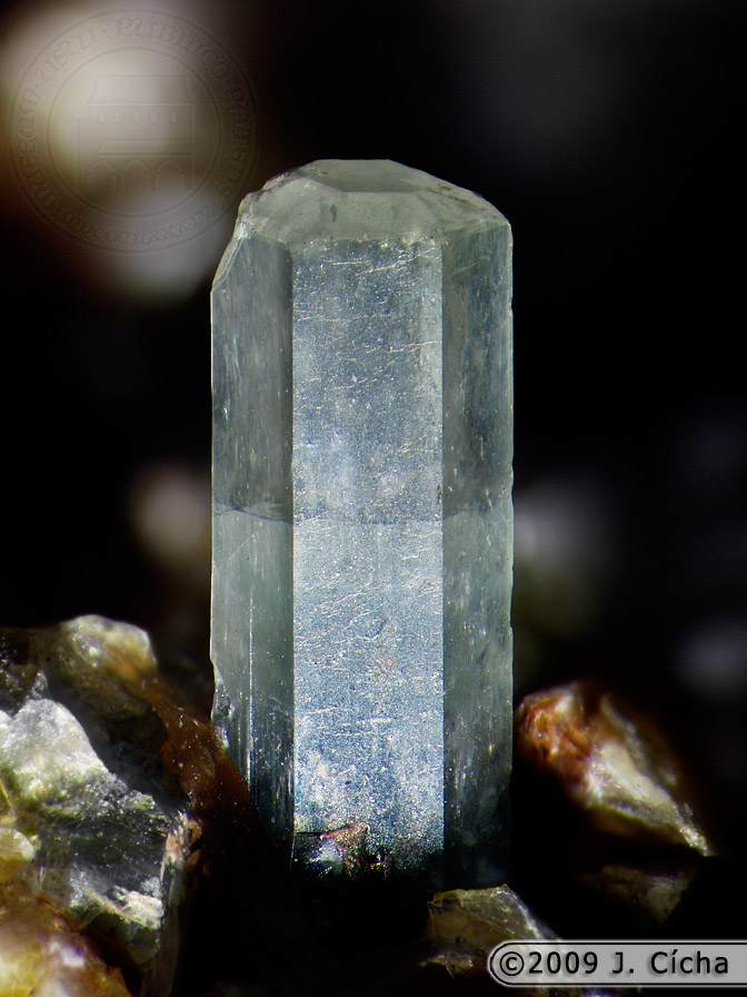 apatit.jpg - lokalita: Písek, lom U Obrázku | výška krystalu: 4,5 mm | sběr: P. Šindelář | soukromá sbírka