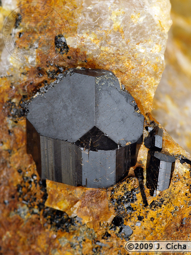 turmalin.jpg - lokalita: Písek, lom U Obrázku | výška krystalu: 15 mm | historický sběr | sbírky Prácheňského muzea v Písku